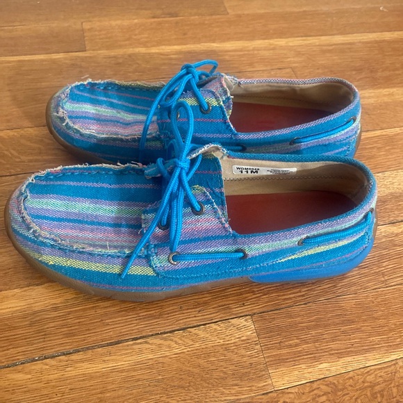 Twisted X #WDM0048 Boat Driving Moc Blue Textile Denim Shoes Women’s Size 11 - Picture 7 of 12